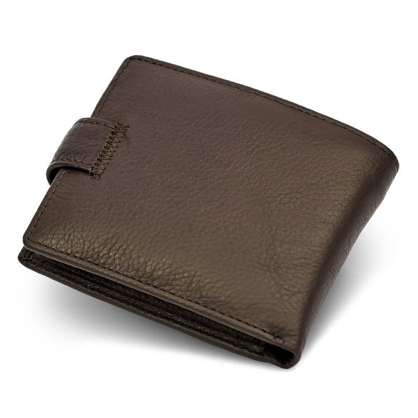 Шкіряне чоловіче портмоне на кнопці ST Leather ST104 коричневе