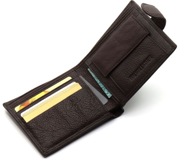 Шкіряне чоловіче портмоне на кнопці ST Leather ST104 коричневе