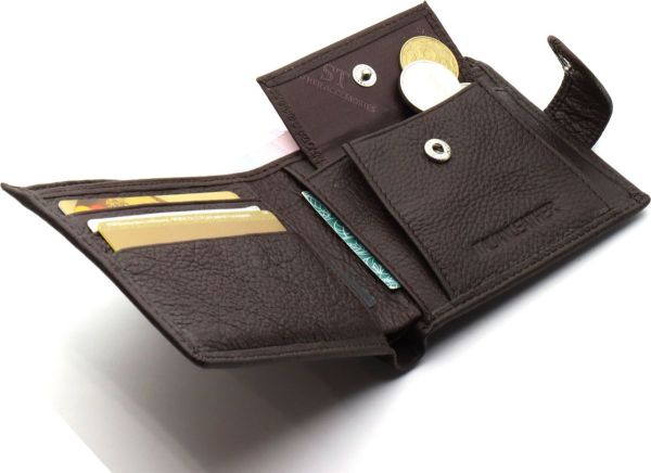 Шкіряне чоловіче портмоне на кнопці ST Leather ST104 коричневе