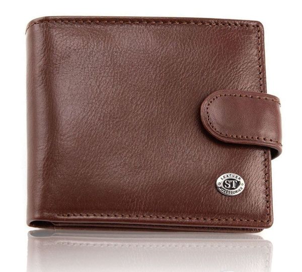Стильне шкіряне чоловіче портмоне ST Leather В103 коричневе