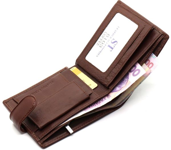 Стильне шкіряне чоловіче портмоне ST Leather В103 коричневе