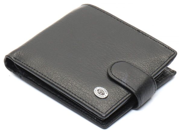 Чорне чоловіче портмоне з натуральної шкіри з фіксацією ST Leather ST103
