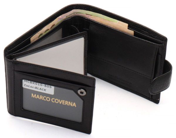Чорне шкіряне портмоне з відділом для документів Marco Coverna MCBK10-805