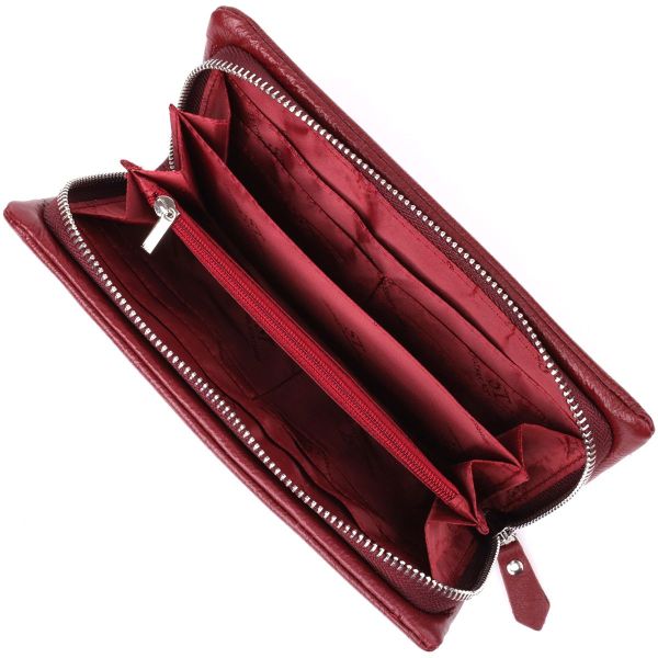 Шкіряний жіночий гаманець-клатч із відділенням під телефон ST Leather 23102 бордовий
