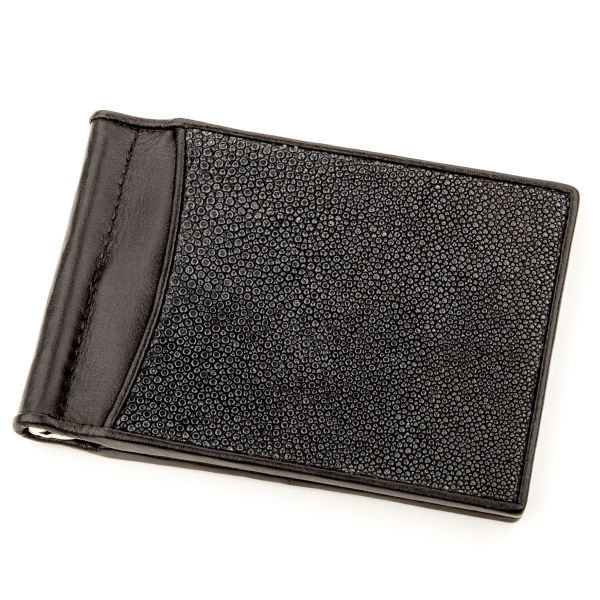Затискач для грошей з натуральної шкіри морського ската чорний STINGRAY LEATHER 18293