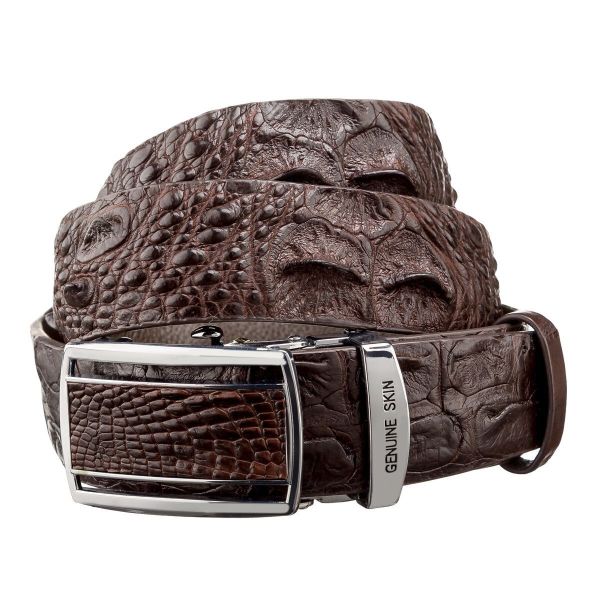 Ремінь-автомат з натуральної шкіри крокодила коричневий CROCODILE LEATHER 18240