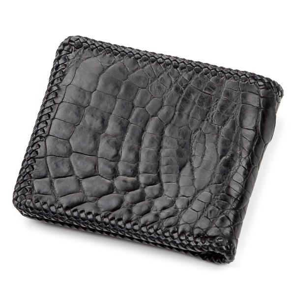Портмоне з натуральної шкіри крокодила чорне CROCODILE LEATHER 18004