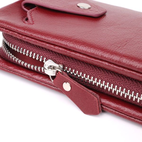 Шкіряний жіночий гаманець-клатч із відділенням під телефон ST Leather 23102 бордовий