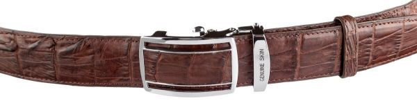 Ремінь-автомат з натуральної шкіри крокодила (каймана) коричневий CROCODILE LEATHER 18235