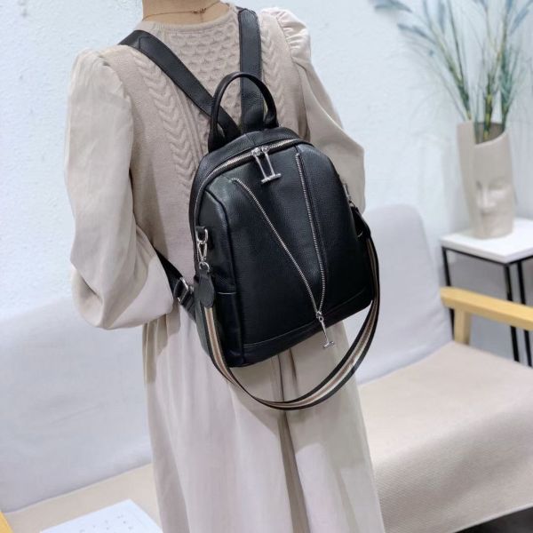 Рюкзак жіночий чорний шкіряний з ременем 35538 Tiding Bag