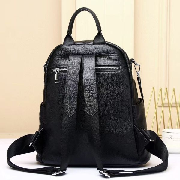 Шкіряний жіночий рюкзак з тисненням 42147 Tiding Bag чорний