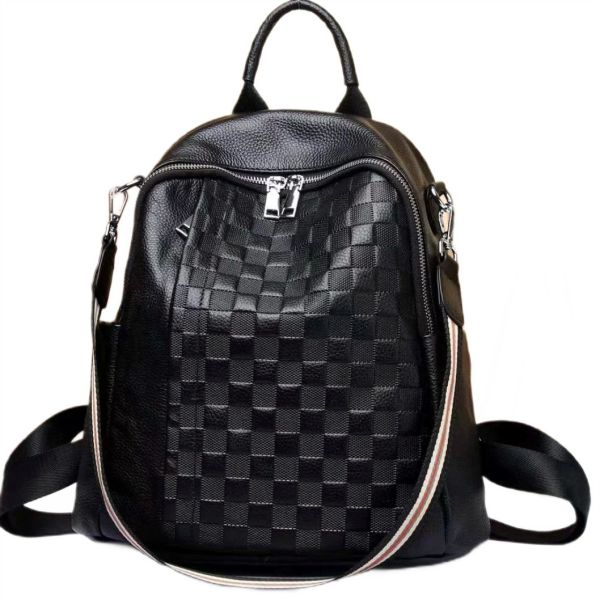 Шкіряний жіночий рюкзак з тисненням 42147 Tiding Bag чорний