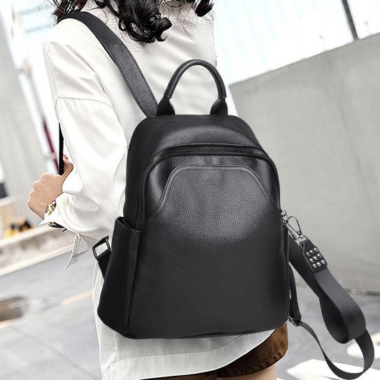 Жіночий класичний шкіряний рюкзак чорний міського типу 85378 Tiding Bag