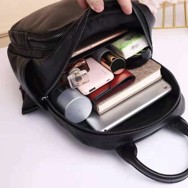 Шкіряний жіночий міський рюкзак на блискавці чорний 85271 Tiding Bag