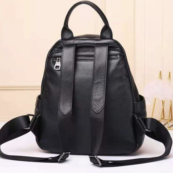 Шкіряний жіночий міський рюкзак на блискавці чорний 85271 Tiding Bag
