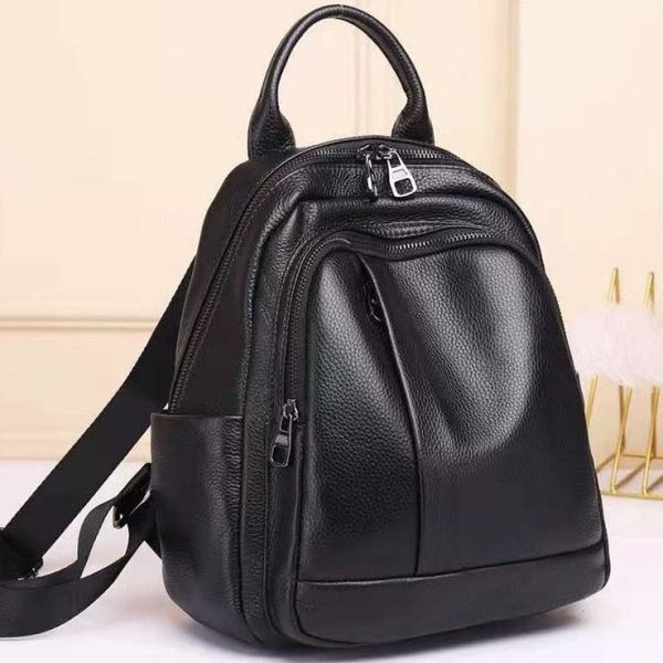 Шкіряний жіночий міський рюкзак на блискавці чорний 85271 Tiding Bag