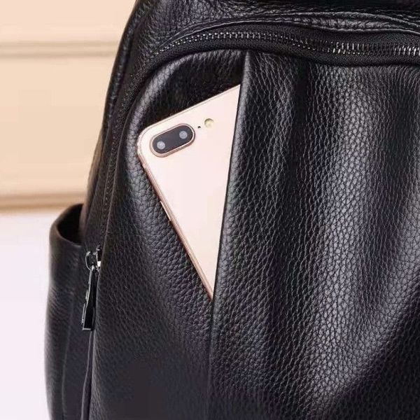 Шкіряний жіночий міський рюкзак на блискавці чорний 85271 Tiding Bag