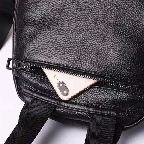 Шкіряний жіночий міський рюкзак на блискавці чорний 85271 Tiding Bag