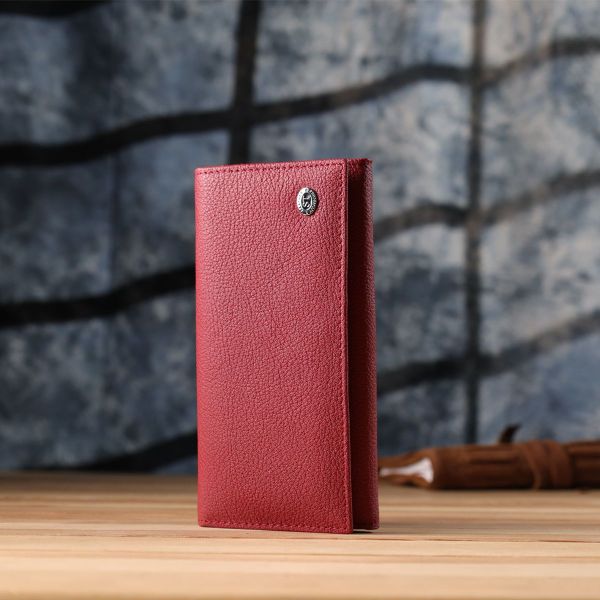 Яскравий вертикальний гаманець із натуральної шкіри ST Leather 23087 червоний