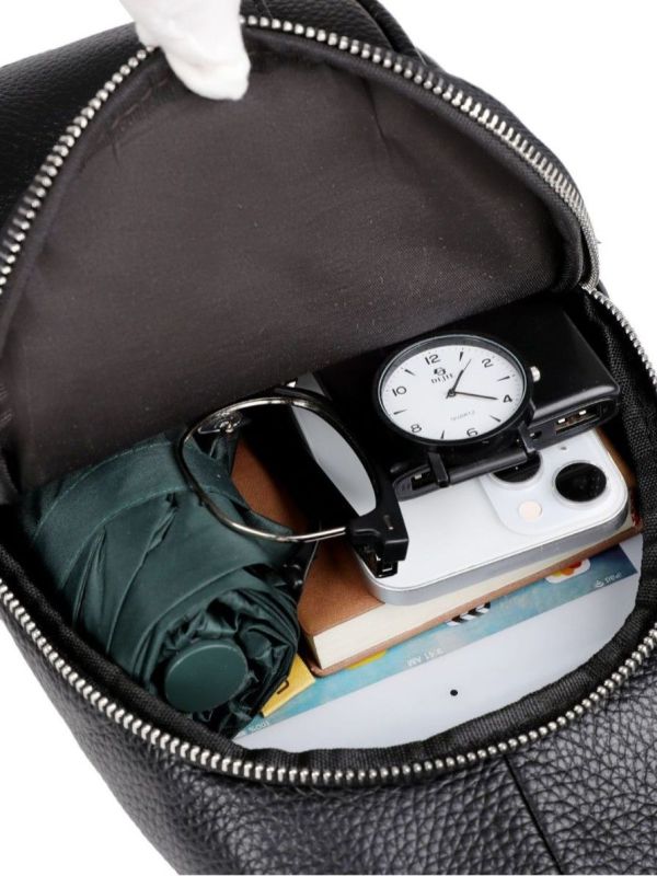 Сумка-слінг чоловіча на одне плече Tiding Bag 18х32х7 з натуральної шкіри 74521 чорна