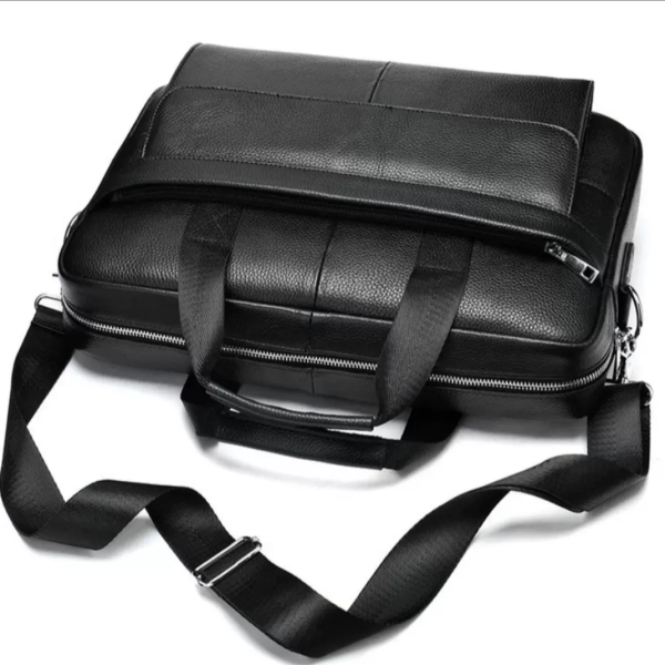 Чоловіча шкіряна сумка для ноутбука та документів чорна Tiding Bag RD-23134