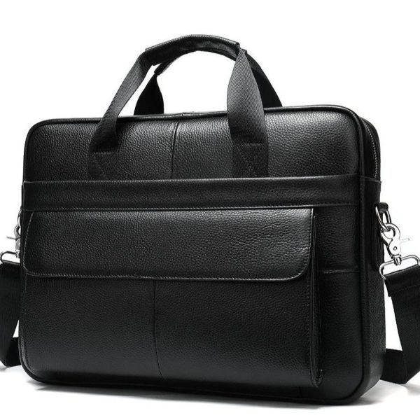 Шкіряна чоловіча сумка для ноутбука і документів чорна Tiding Bag 143412