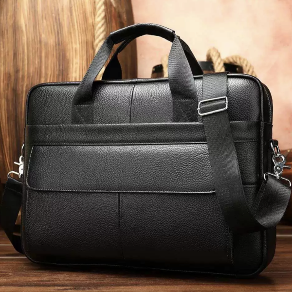 Шкіряна чоловіча сумка для ноутбука і документів чорна Tiding Bag 143412