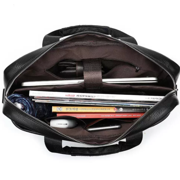 Шкіряна чоловіча сумка для ноутбука і документів чорна Tiding Bag 143412