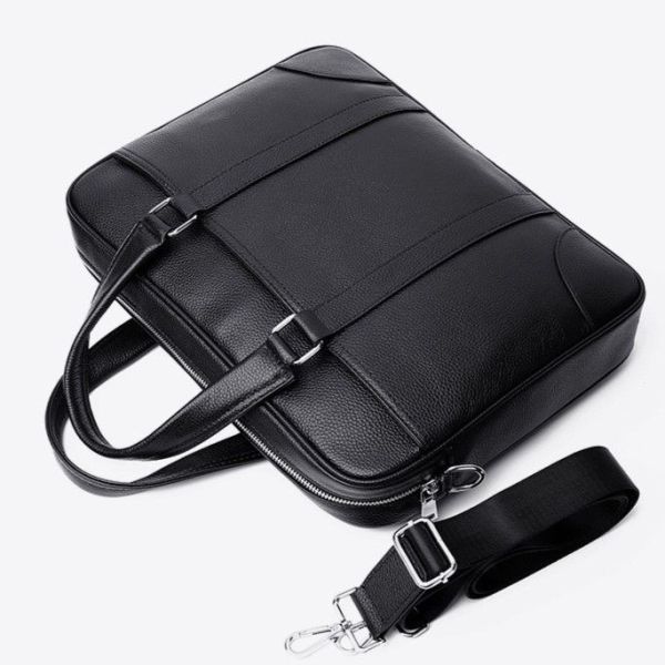 Шкіряна чоловіча сумка для документів та ноутбука чорна SL-21511 Tiding Bag