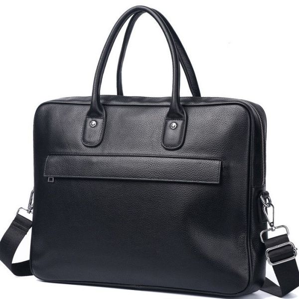 Шкіряна чоловіча сумка-портфель для ноутбука Tiding Bag M364A чорна