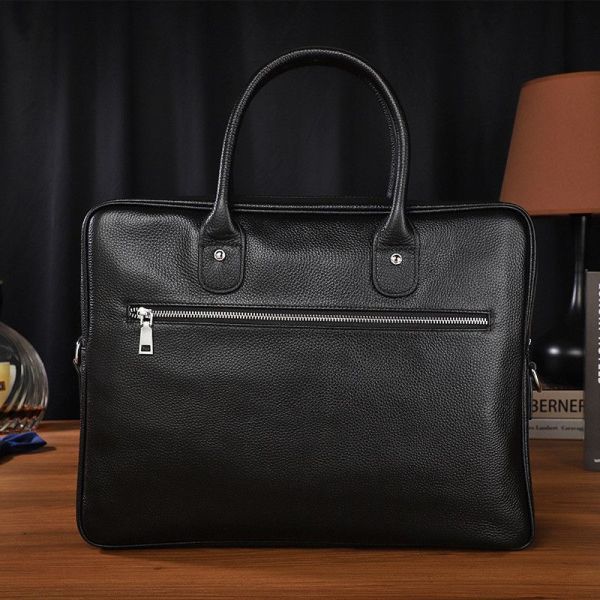 Шкіряна чоловіча сумка-портфель для ноутбука Tiding Bag M364A чорна