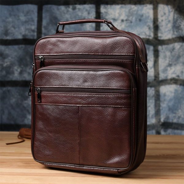 Сумка чоловіча з ручкою для перенесення в руці з натуральної шкіри Vintage 23030 коричнева