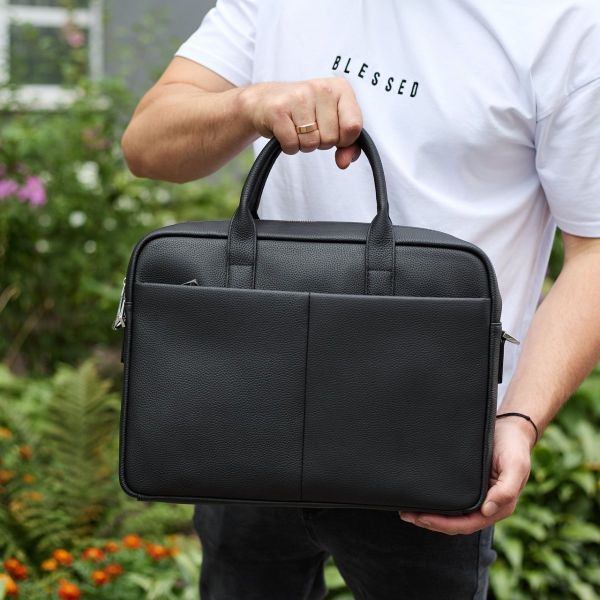 Чоловічий офісний шкіряний портфель на плече для міста чорний TD-33354 Tiding Bag
