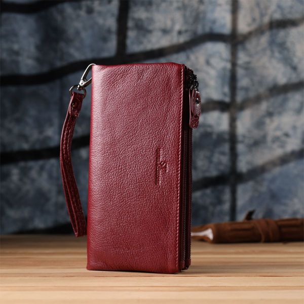 Шкіряний гаманець на три відділення ST Leather 23108 бордовий
