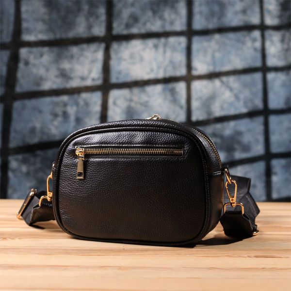 Компактна стьобана сумка для жінок з натуральної шкіри Vintage 22894 чорна