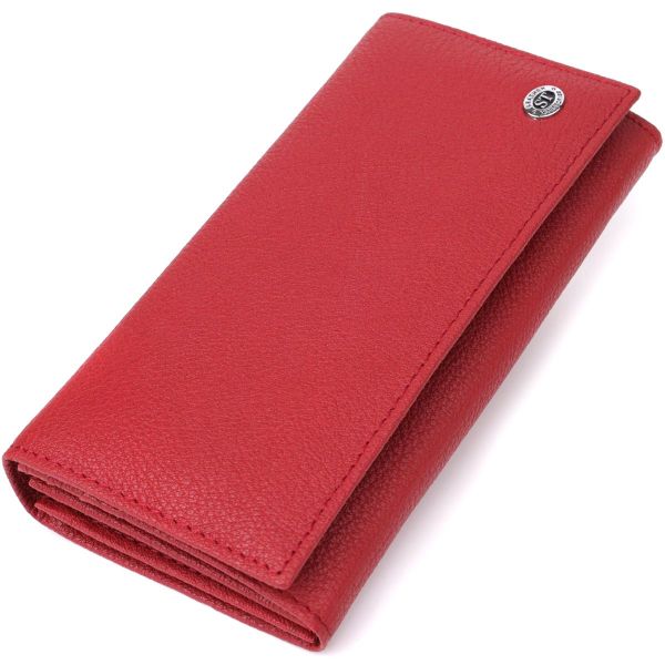 Яскравий вертикальний гаманець із натуральної шкіри ST Leather 23087 червоний
