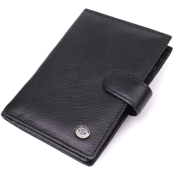 Містка обкладинка на документи унісекс з натуральної шкіри ST Leather 23116 чорна