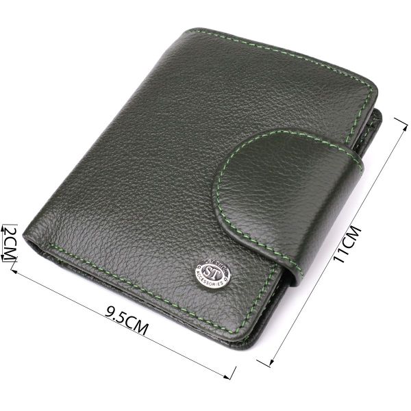 Вертикальний жіночий гаманець з натуральної шкіри ST Leather 23070 зелений