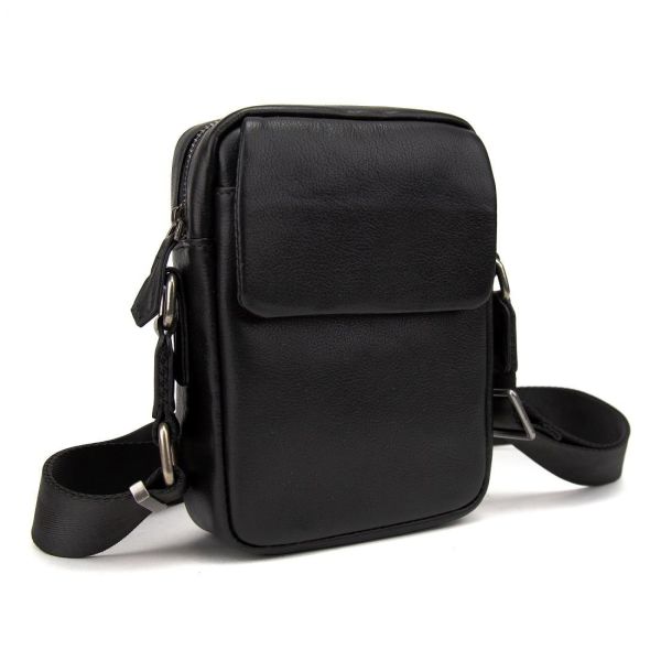 Чоловіча міні-сумка через плече шкіряна Tiding Bag 8019A чорна