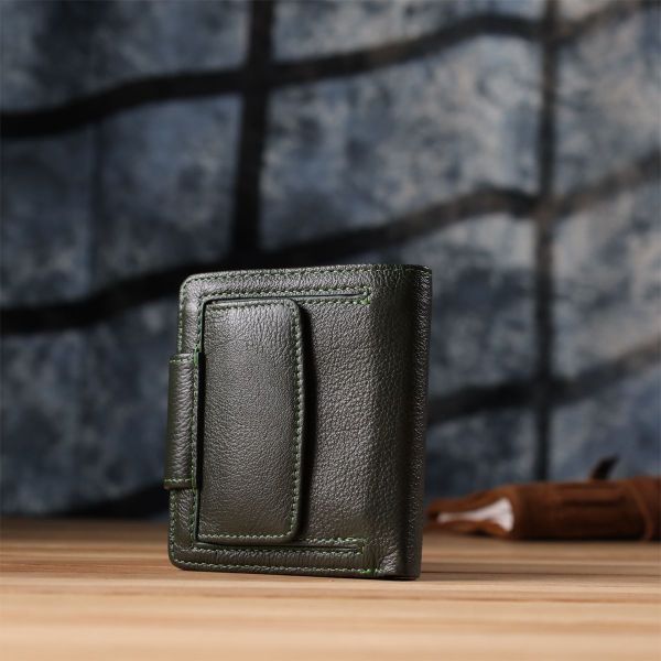 Вертикальний жіночий гаманець з натуральної шкіри ST Leather 23070 зелений