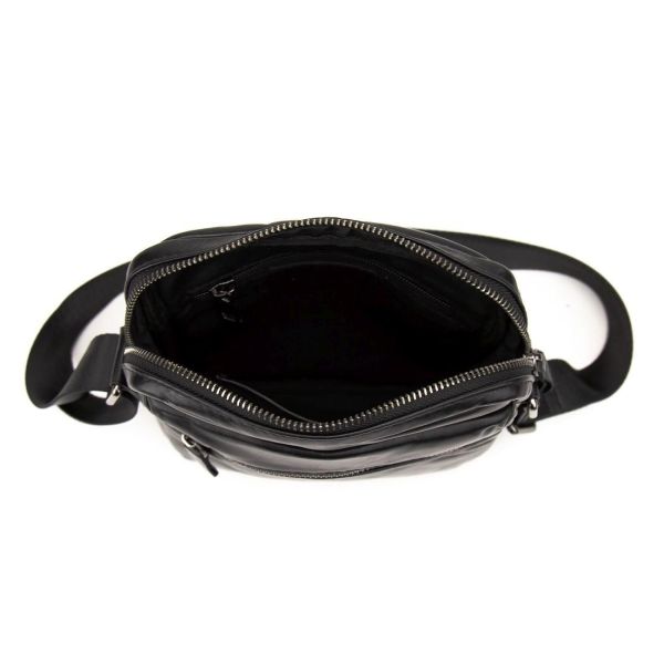 Месенджер класичний в гладкій шкірі чорний Tiding Bag 8717A чорний