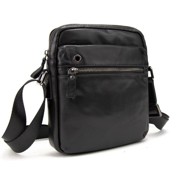 Месенджер класичний в гладкій шкірі чорний Tiding Bag 8717A чорний