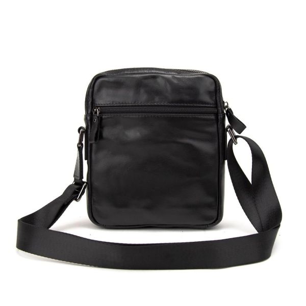Месенджер класичний в гладкій шкірі чорний Tiding Bag 8717A чорний