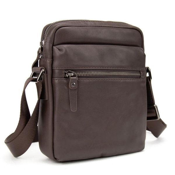 Месенджер в гладкій шкірі коричневий Tiding Bag 8718C коричневий