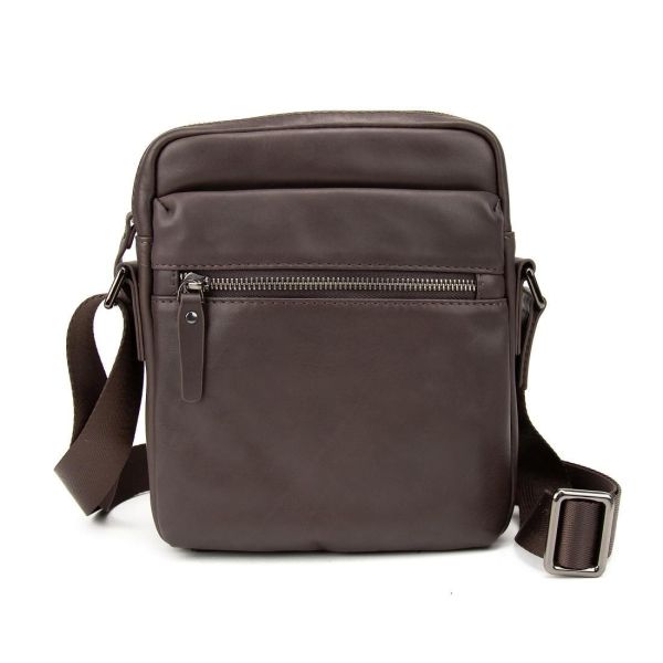 Месенджер в гладкій шкірі коричневий Tiding Bag 8718C коричневий