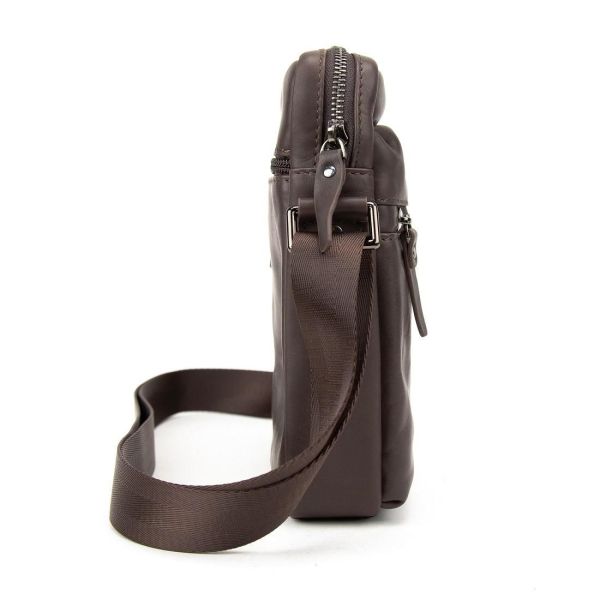 Месенджер в гладкій шкірі коричневий Tiding Bag 8718C коричневий