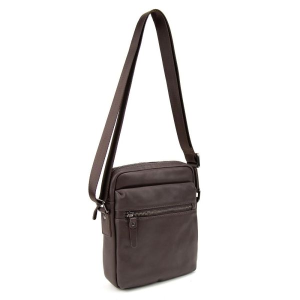 Месенджер в гладкій шкірі коричневий Tiding Bag 8718C коричневий