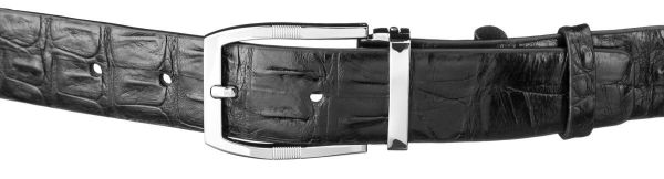 Ремінь чоловічий з натуральної шкіри крокодила чорний CROCODILE LEATHER 18008