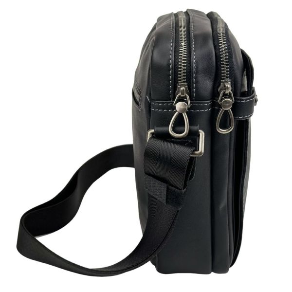 Сумка через плече чоловіча шкіряна Tiding Bag 8911A чорна