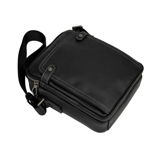 Сумка через плече чоловіча шкіряна Tiding Bag 8911A чорна